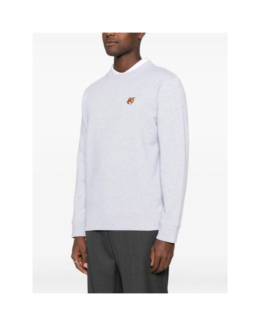 Maison Kitsuné White Fox-Motif Crew-Neck Sweatshirt for men