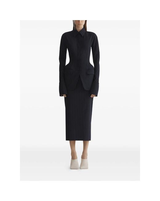 Mugler Black Pinstripe Tailored Jacket
