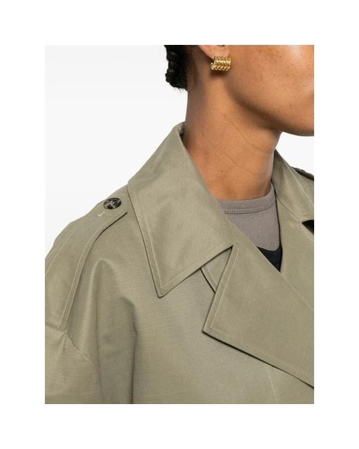 THE NINA STUDIO Green Double-Breasted Belted Jacket