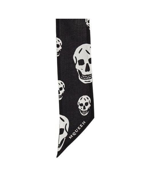 McQueen Black Skull-Print Scarf for men