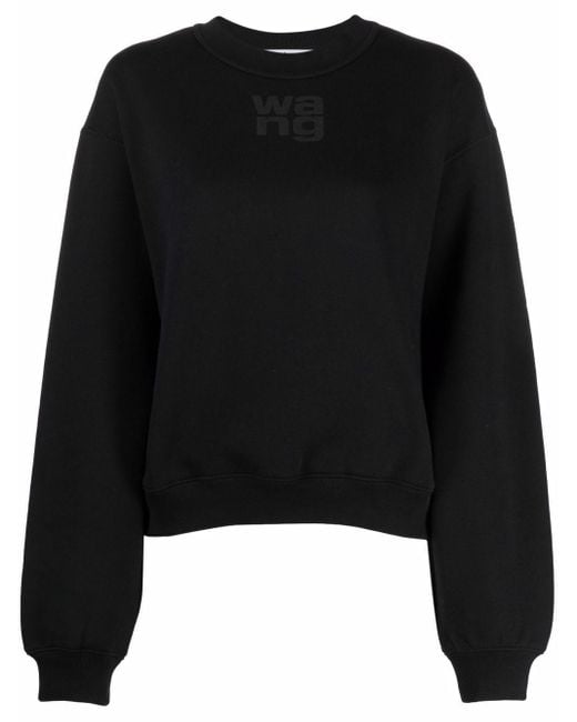 Alexander Wang Black Logo-Print Crew Neck Sweatshirt