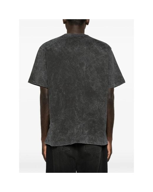 Gcds Black Stud-Embellished Acid-Wash T-Shirt for men