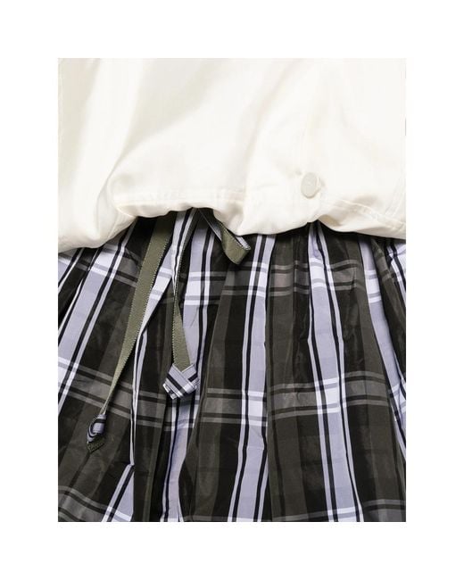 Patou Black Tartan-Print Bubble-Hem Skirt