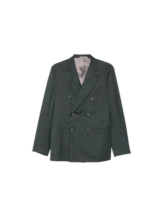 Caruso Green Double-Breasted Blazer for men