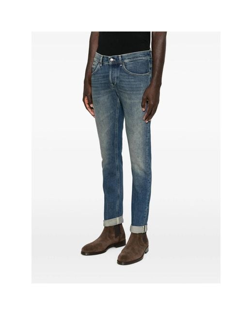 Dondup Blue Faded-Effect Slim-Fit Jeans for men