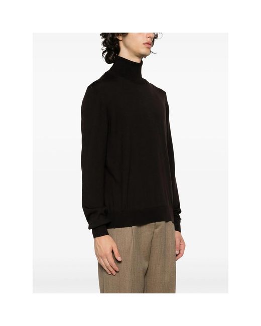 Fileria Black Roll-Neck Virgin Wool Jumper for men