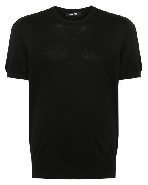 Eraldo Black Cotton Knitted T-Shirt for men