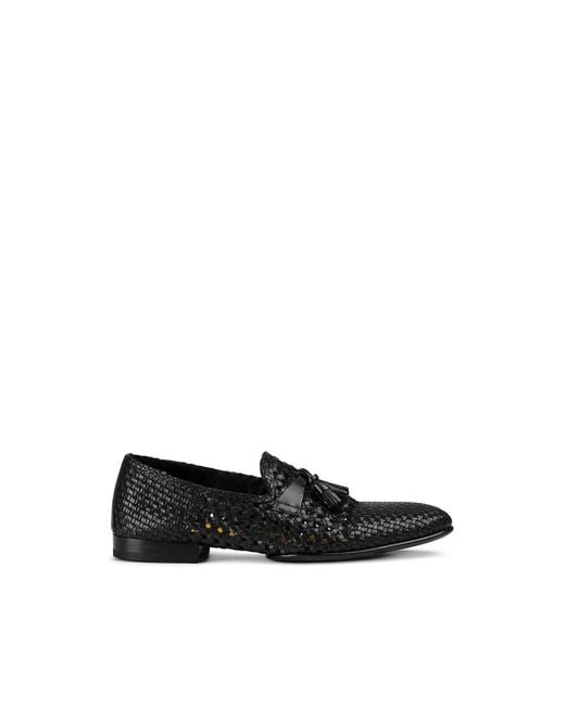 Doucal's Black Tassel-Detail Leather Loafers for men