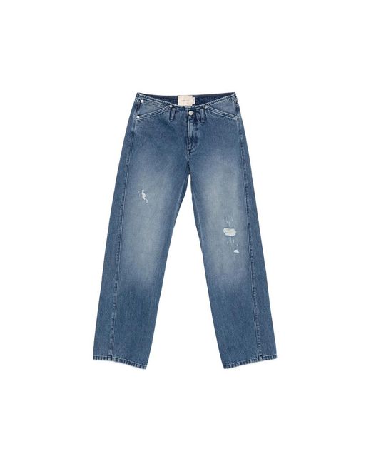 Paloma Wool Blue Distressed-Details Straight-Leg Jeans