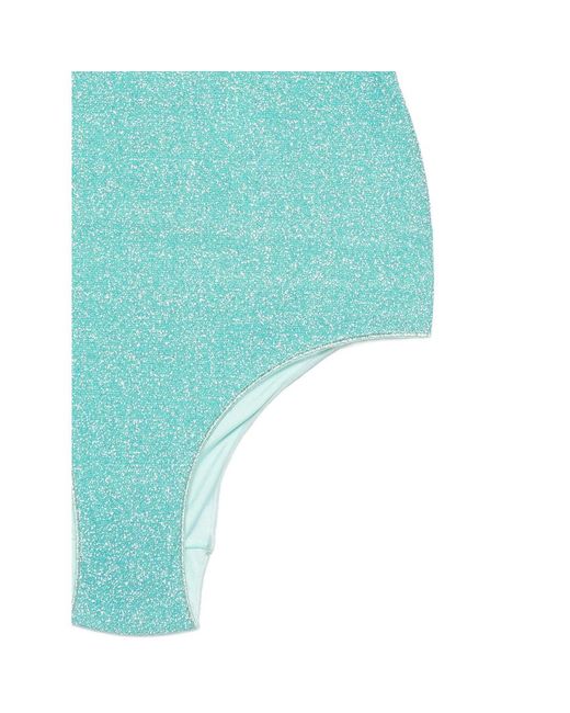 Oseree Blue Glitter-Detail Scoop-Neck Swimsuit