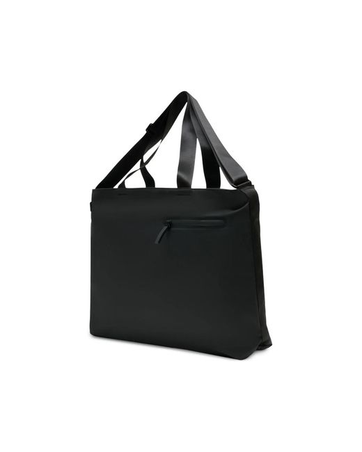 Rains Black Dash Adjustable-Strap Shoulder Bag