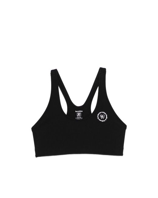 Sporty & Rich Black Srhwc Logo Cropped Sports Bra