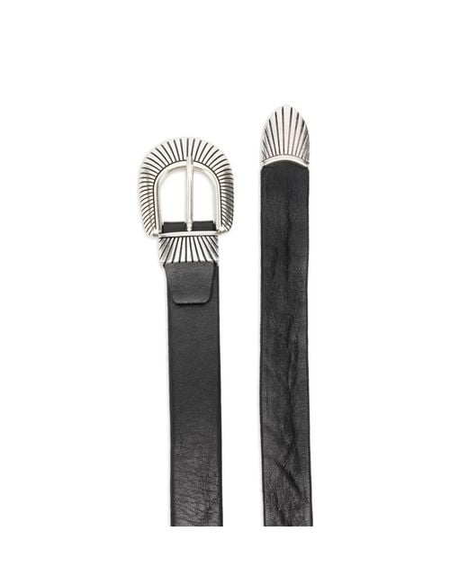 Eraldo Black Textured-Buckle Belt for men