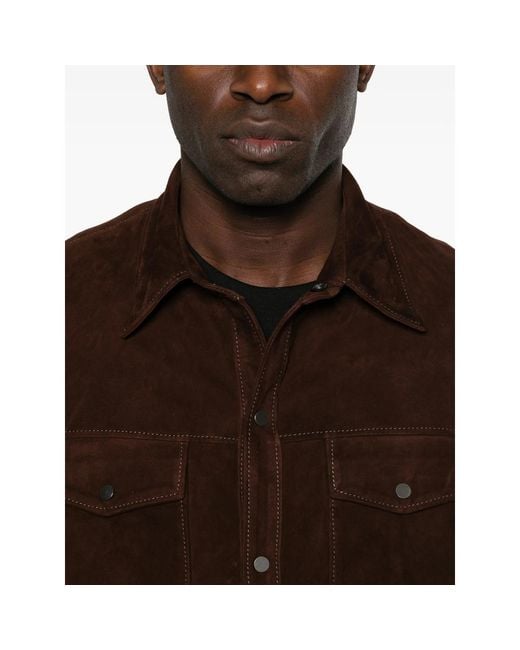 SANTORO Brown Patch-Pocket Shirt for men