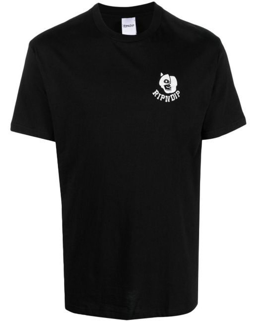 RIPNDIP Black Skelly Nerm Smoke Cotton T-Shirt for men