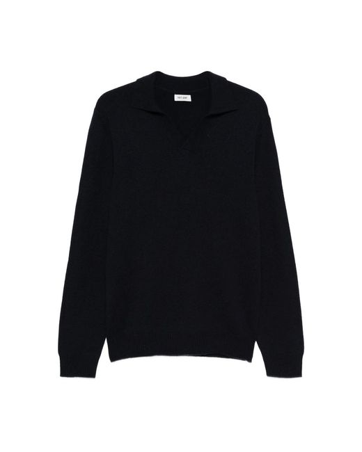 Soft Goat Black Cashmere Polo Sweater for men