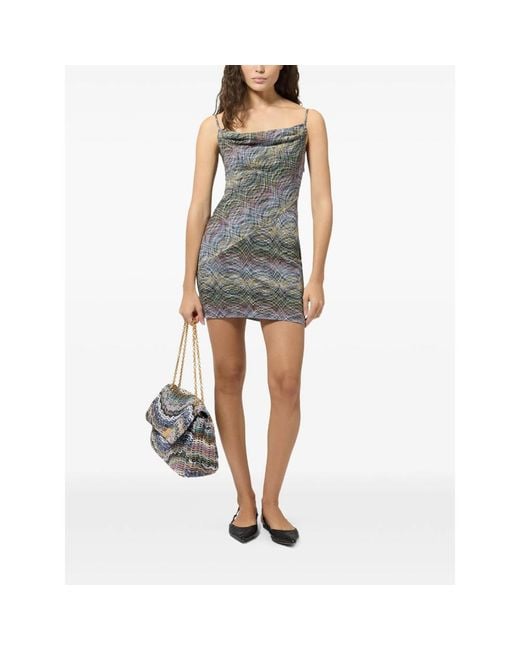 Missoni Gray Zigzag-Knit Cowl-Neck Dress
