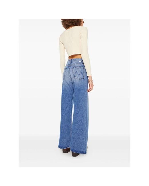 Mother Blue The Lemon Twist Sneak Button-Fly Jeans