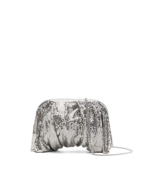 Benedetta Bruzziches Gray Mini Chain-Strap Clutch Bag