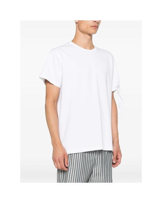 J.W. Anderson White Knotted-Sleeve T-Shirt for men