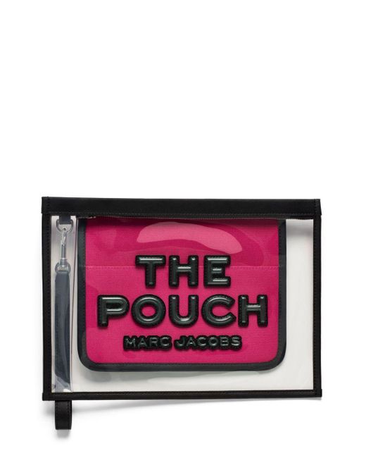 Marc Jacobs Pink 'The Clear Large Pouch' Fuchsia Pouch With Logo Print