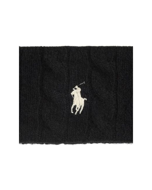 Ralph Lauren Black Cable-Knit Embroidered Head Band