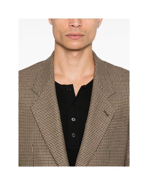 Reveres 1949 Brown Houndstooth-Pattern Blazer for men