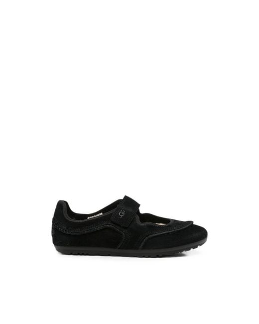 Ugg Black Quill Touch-Strap Ballet Flats