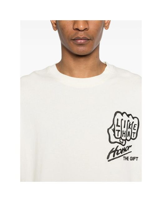 Honor The Gift White Logo-Print T-Shirt for men