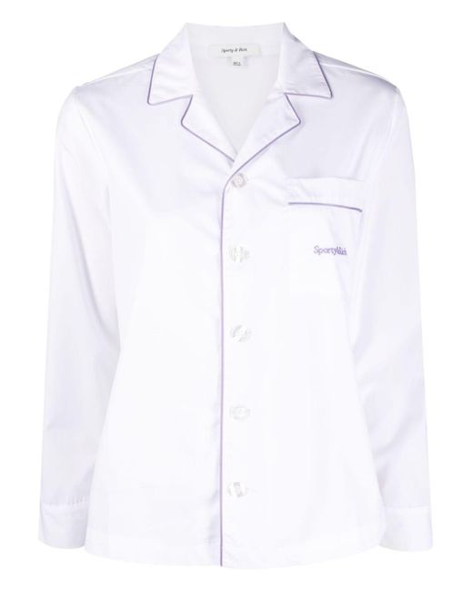 Sporty & Rich White Chest-pocket Cotton Pyjama Top