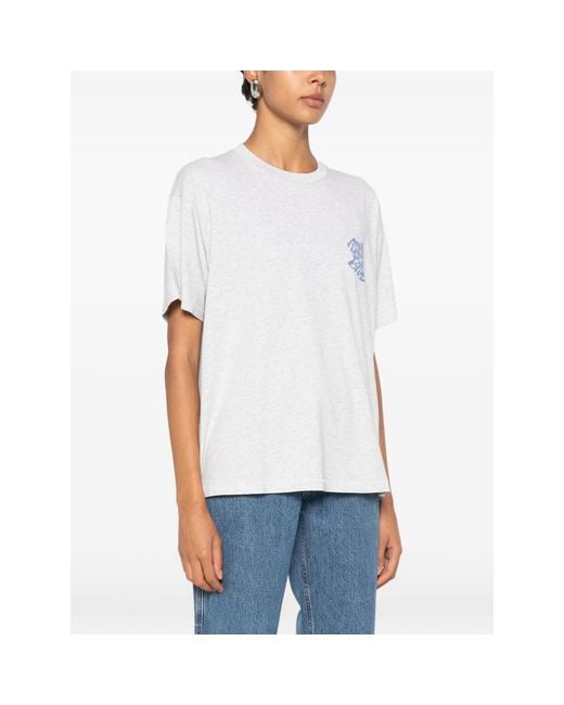 Anine Bing White Cade Logo-Print Cotton T-Shirt