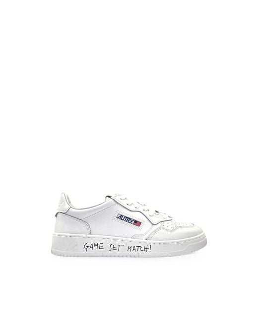 Autry White Match Slogan-Print Sneakers