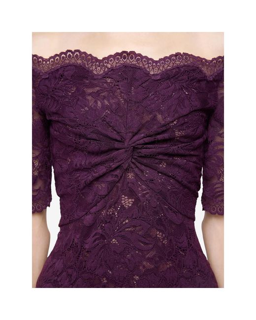 Rabanne Purple Lace Off-Shoulder Midi Dress