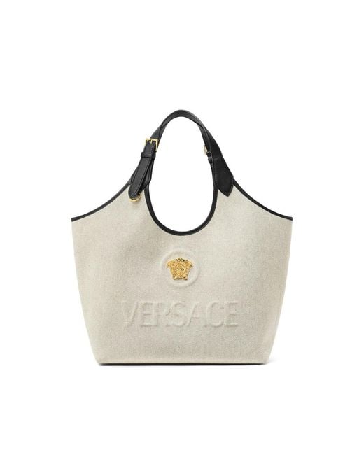 Versace Gray Medusa-Emblem Tote Bag
