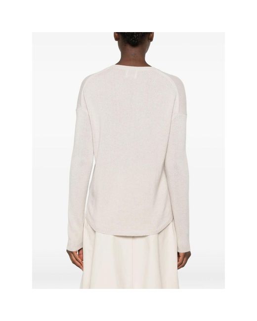 Allude White Ribbed-Knit Drop-Shoulder Cashmere Sweater