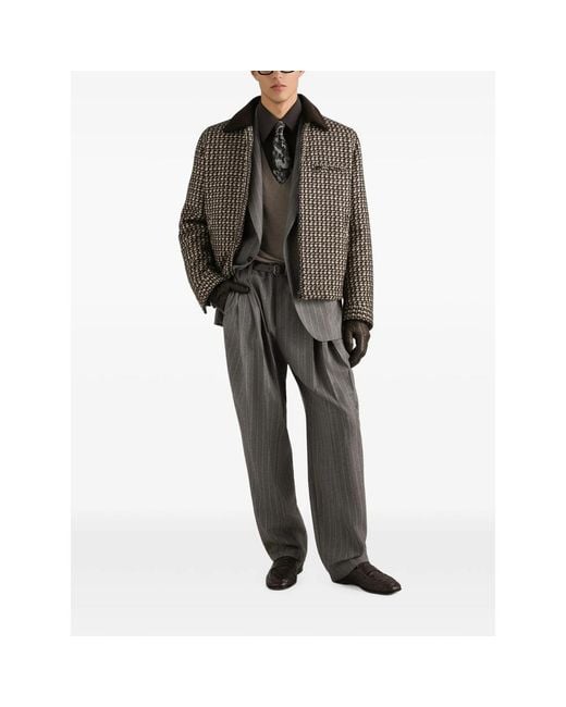 Dolce & Gabbana Gray Pinstripe Virgin-Wool Trousers for men