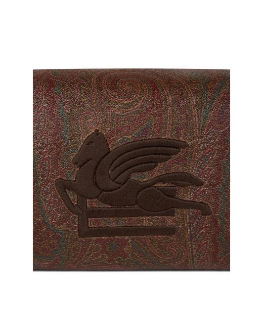 Etro Brown Medium Arnica Pouch With Pegaso Embroidery for men