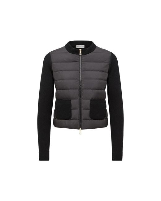 Moncler Black Quilted Panel-Detail Sweater