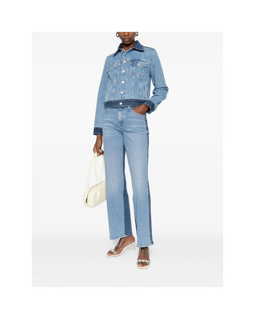 7 For All Mankind Blue Buttoned Denim Jacket