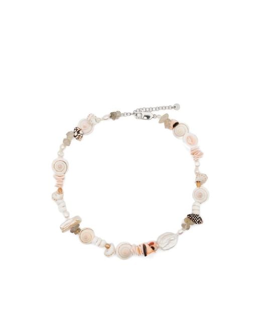 COLLANINE COLORATE Metallic Shell-Embellished Pearl Necklace