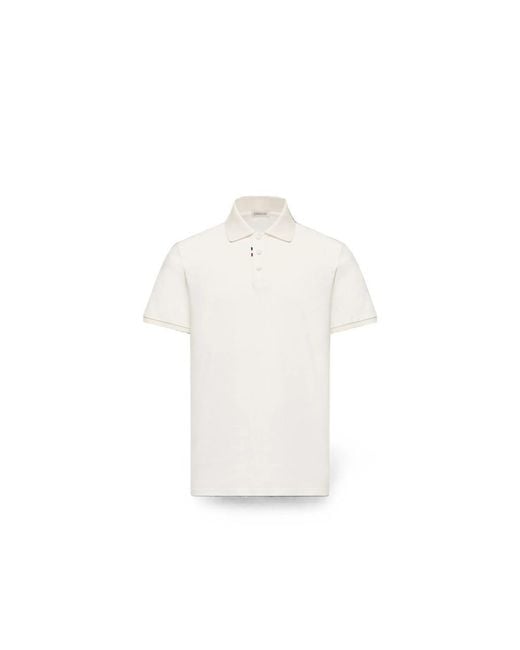 Moncler White Polo Manches Courtes Blanc for men