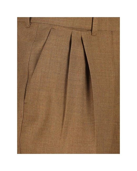Prada Natural Pleated Virgin-Wool Trousers