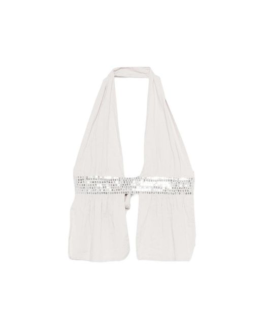 GIMAGUAS White Infinito Sequin Halterneck Top