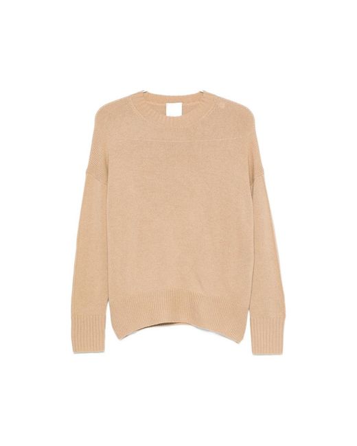 Allude Natural Ribbed-Knit Crew Neck Sweater