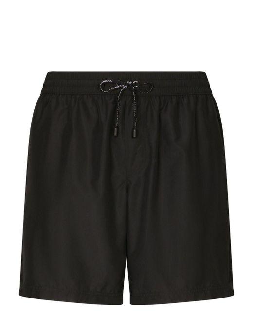 Dolce & Gabbana Black Logo-patch Swim Shorts for men