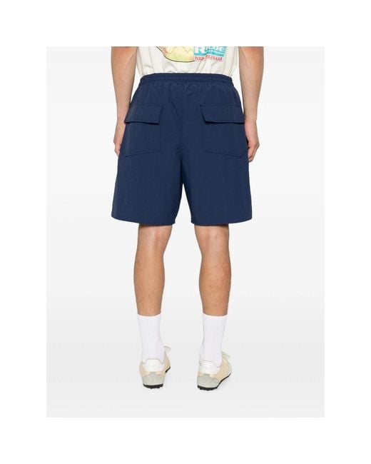 Rhude Blue Logo-Print Drawstring Shorts for men