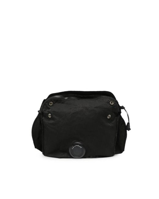 C P Company Black Belt Bags for men