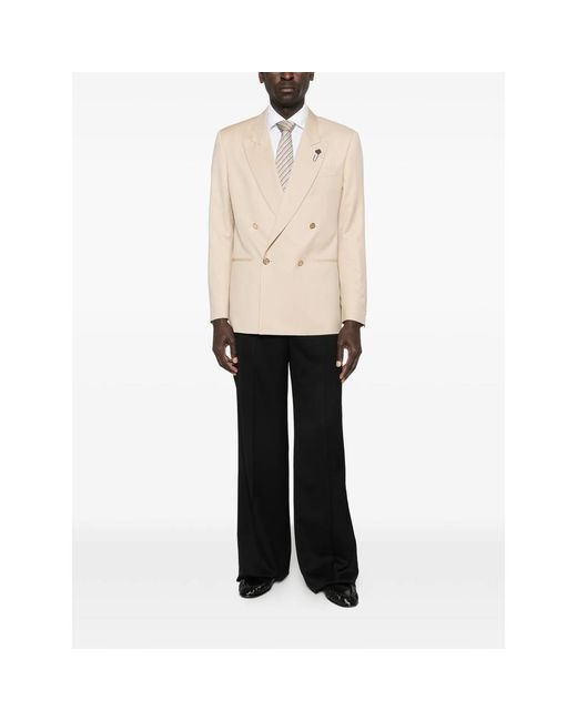 Lardini Natural Double-Breasted Blazer for men