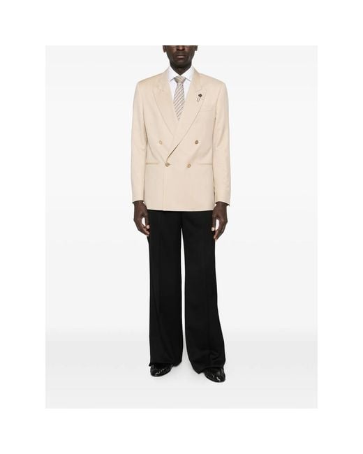 Lardini Natural Double-Breasted Blazer for men