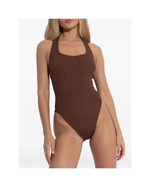 Hunza G Brown Sandy Crinkle Swimsuit